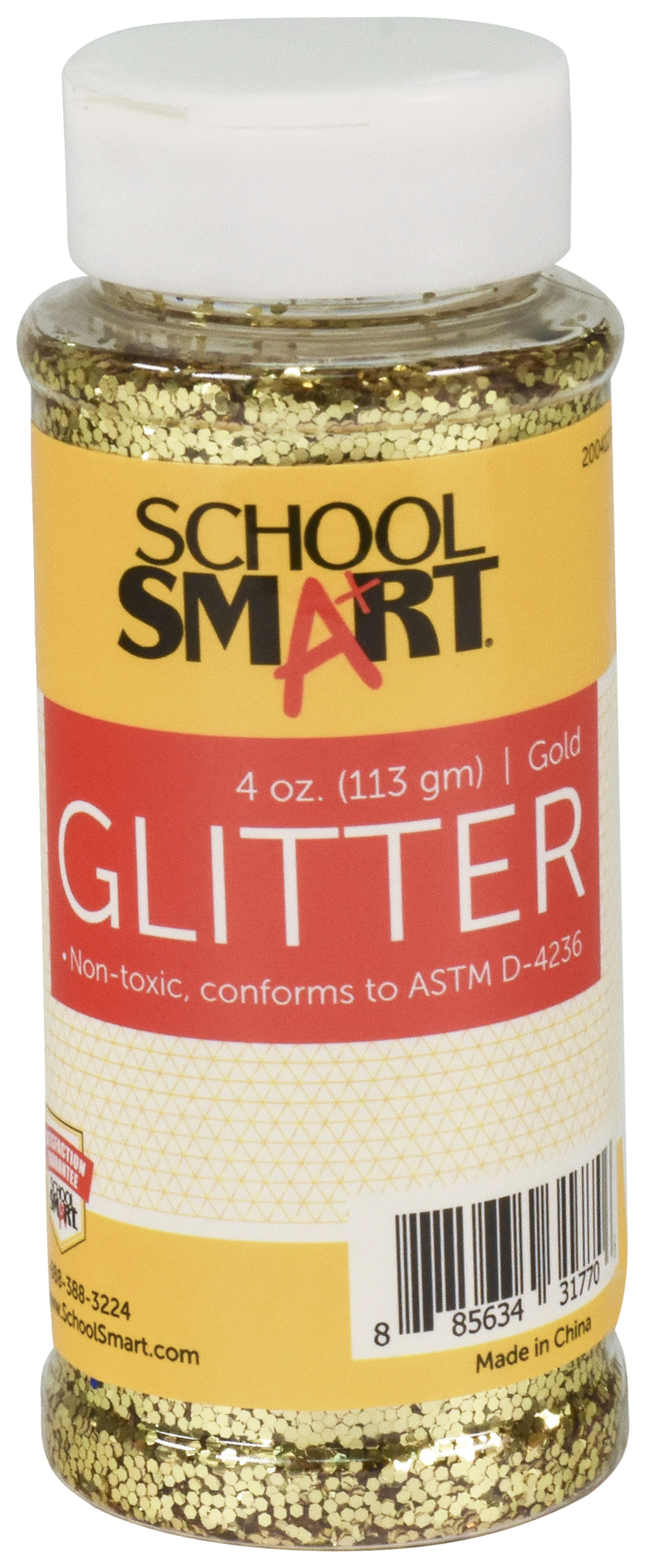 School Smart Craft Glitter 4 Ounce Jar Gold