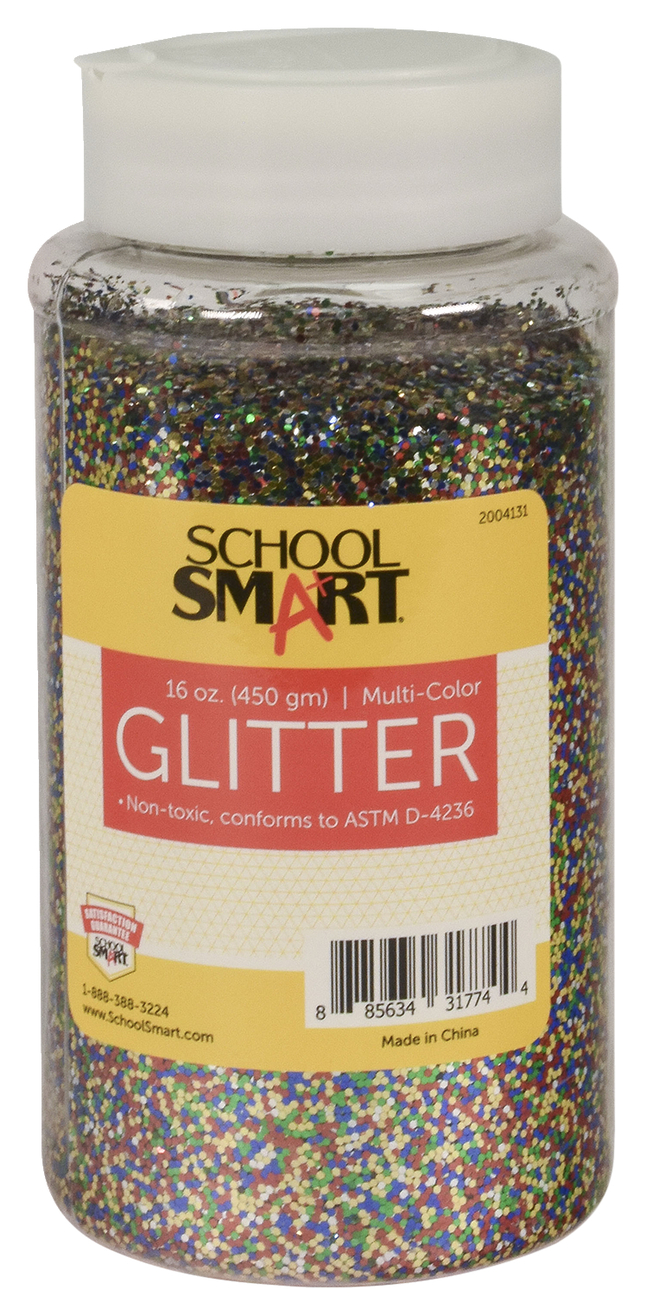 School Smart Craft Glitter, 1 Pound Jar, MultiColor