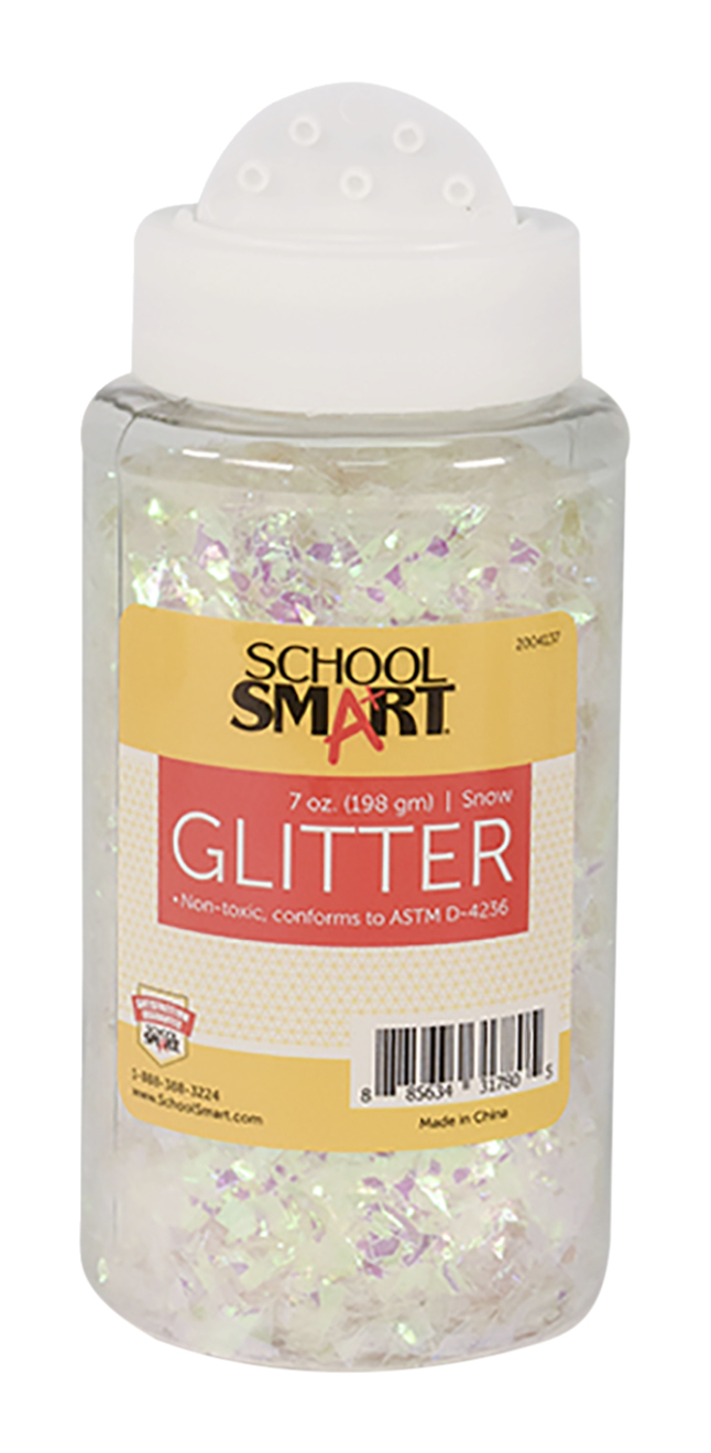 School Smart Craft Glitter 7 Ounce Jar Snow