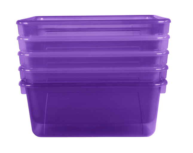 School Smart Translucent Cubby Bin, Small, 7-7/8 x 12-1/4 x 5-3/8 Inches, Candy Teal, Pack of 5, Blue