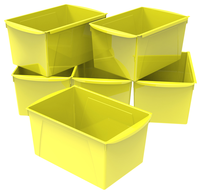 Yellow organizational bins.