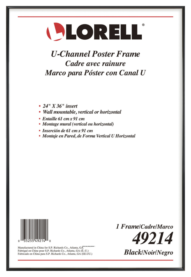 Lorell U Channel Poster Frame 24 X 36 Inches Black