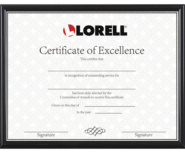 Lorell Certificate Frame, 8-1/2 x 11 Inches, Black, Item Number 2005743