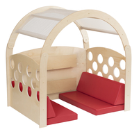 Childcraft Reading Nook, Beige Mesh/Blue Canopy with Red Cushions, 49-1/2 x 37 x 50 Inches, Item Number 2005820