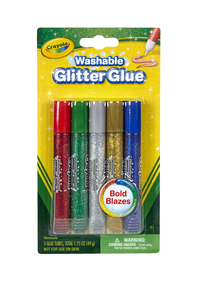 Crayola Washable Glitter Glue, Bold Blazes, Assorted Colors, Set of 5 Item Number 200612