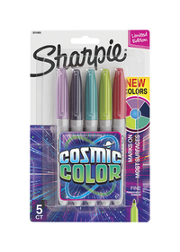 Sharpie Cosmic Color Permanent Markers, Fine Point, Assorted Colors, Pack of 5 Item Number 2006140