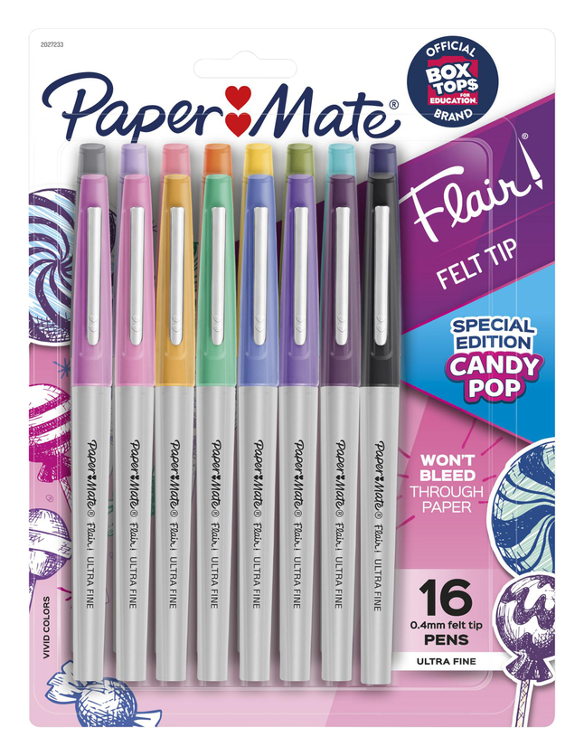 Ik geloof deze altijd Paper Mate Flair Felt Tip Pens, Ultra Fine, 0.4 mm, Assorted, Set of 16