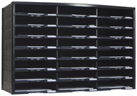 Storex Stackable Literature Sorter, 24 Compartments, 31-3/8 x 14-1/8 x 20-1/2 Inches, Black, Item Number 2006256