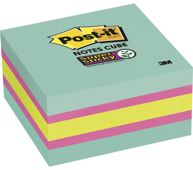 Travieso Pantano estómago 3M Post-it Super Sticky Notes Cubes -- Post-it Note Cube, Super Sticky,  3"x3", 360/Cube, Aqua Wave