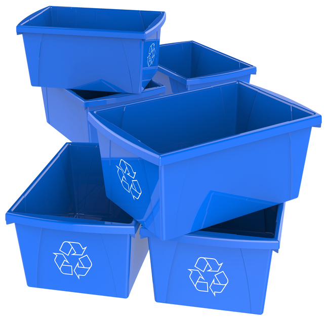 School Smart Recycle Bin, 5-1/2 Gallon, Blue, Case of 6, Item Number 2011695