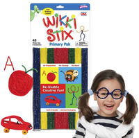 Wikki Stix Wax Set, 8 Inches, Assorted Primary Colors, Set of 48, Item Number 201236