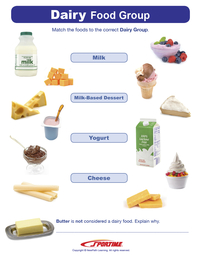 Sportime Dairy Food Group Visual Learning Guide, 4 Pages, Grades 5 to 9