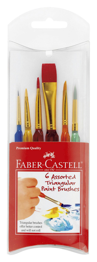 Image for Faber-Castell Triangular Paint Brushes, Assorted Brush Types, Short Handle, Assorted Sizes, Set of 6 from School Specialty