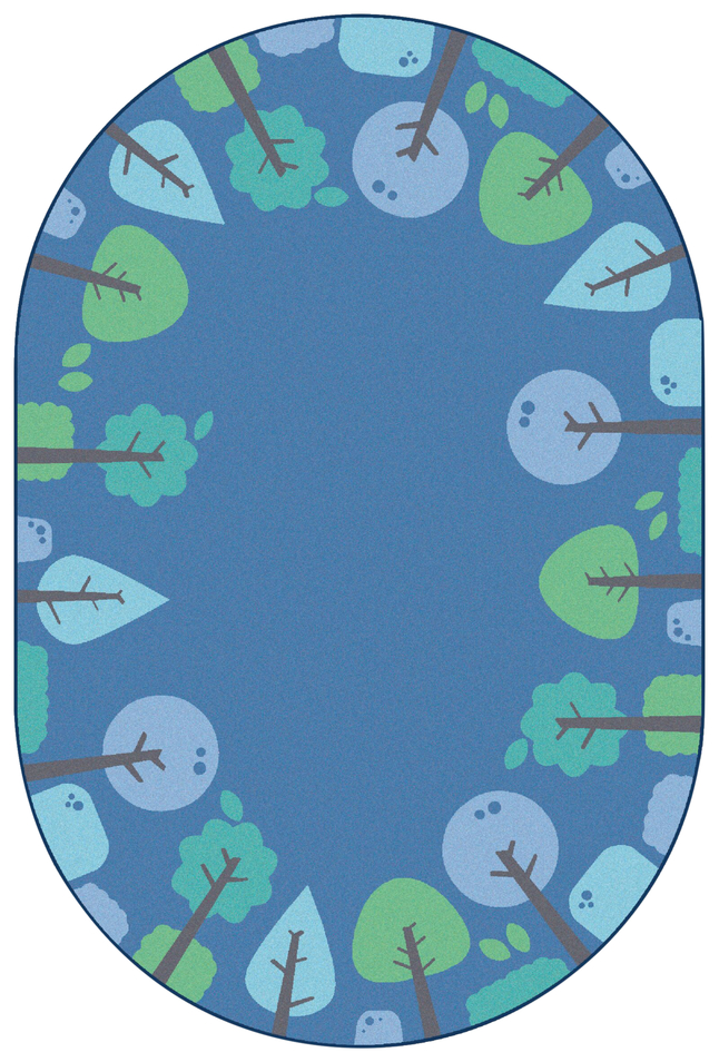 Carpets for Kids KIDSoft Tranquil Trees Carpet, 4 x 6 Feet, Oval, Blue, Item Number 2019672