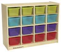 Childcraft Cubby Unit, 16 Translucent Color Trays, 38-3/8 x 13 x