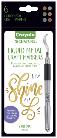 Crayola Signature Liquid Metal Craft Markers, Assorted Colors, Set of 6 Item Number 2020058