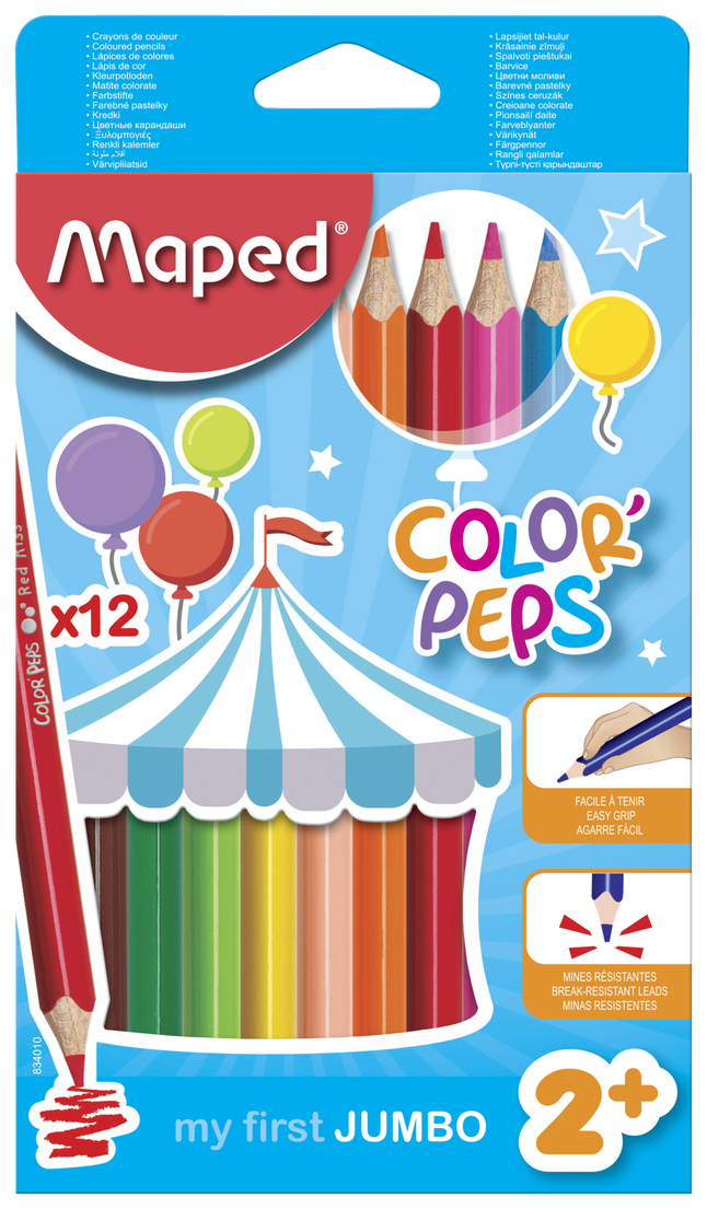 Strong Mini Color'Peps Colouring Pencils Pack of 12 Small Pencils Maped 12 Ultra-Resistant and Ergonomic Colouring Pencils 