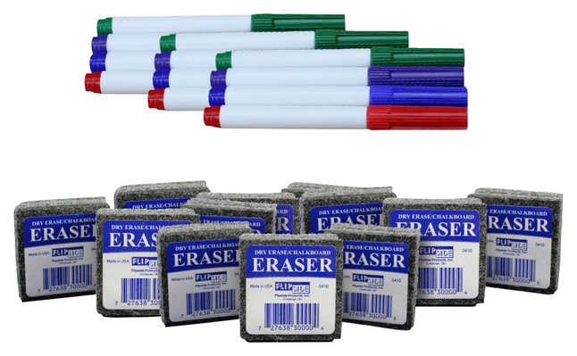 Dry Erase /Chalkboard Student Eraser Bulk Class Pack of 12, 2 x 2