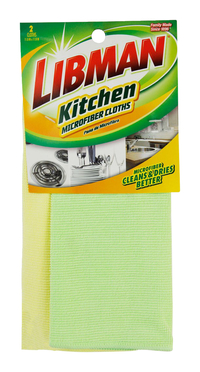 Libman Microfiber Cloths, 12x12 In, Green/Yellow, Pack of 2, Item Number 2020744