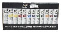 Image for Sax True Flow Premium Acrylic, Assorted Colors, 0.34 Ounces, Set of 12 from School Specialty