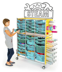 TeacherGeek Ultimate STEAM Maker Activity Cart, Blueberry with Makerspace Sign, Item Number 2021418