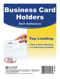C-Line Peel & Stick Business Card Holders, Top-Loading, Pack of 10, Item 2021490