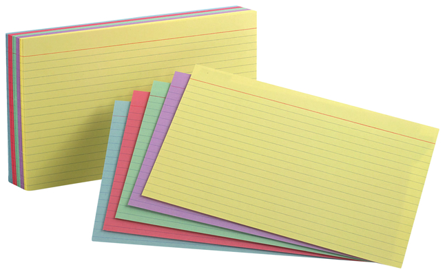 100 LINED SINGLE OR ASSORTED REVISION INDEX FLASH CARDS IN 5 x 3 6 x 4 OR 8 x 5 