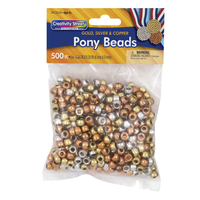 Creativity Street Pony Beads, Gold, Silver, and Copper, 6mm x 9mm, Set of 500 Item Number 2023197