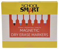 Image for School Smart Dry Erase Markers with Magnet and Eraser, Bullet Tip, Assorted, Set of 6 from School Specialty
