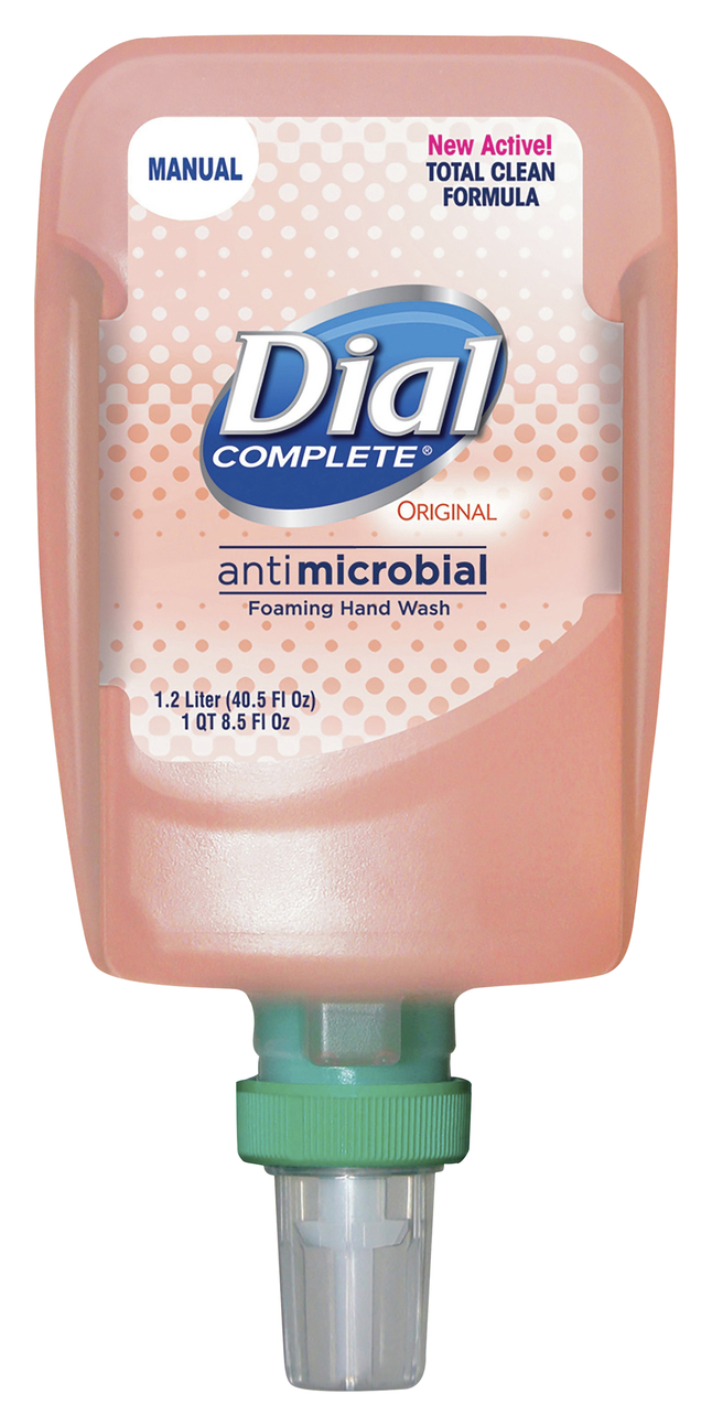 Dial FIT Antimicrobial Soap Refill, Peach, 40.6 Ounces, Carton of 3, Item Number 2024356