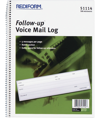 Rediform Follow-Up Voice Mail Log Book, 8 x 10-5/8 Inches, 500 Sheets, White and Blue, Item Number 2025349