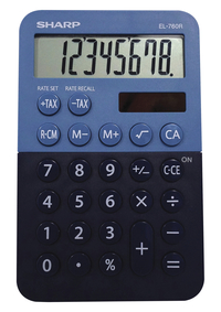 Sharp EL-760RBBL 8- Digit Desktop Calculator, Black/Blue, Item Number 2025723