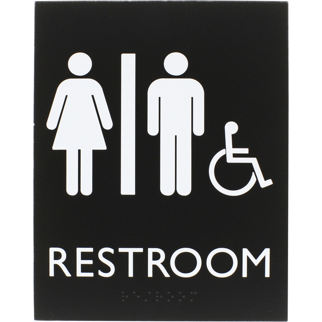 Lorell Restroom Sign, 8.5 x 6.4 x 0.8 Inches, Black, Item Number 2025913