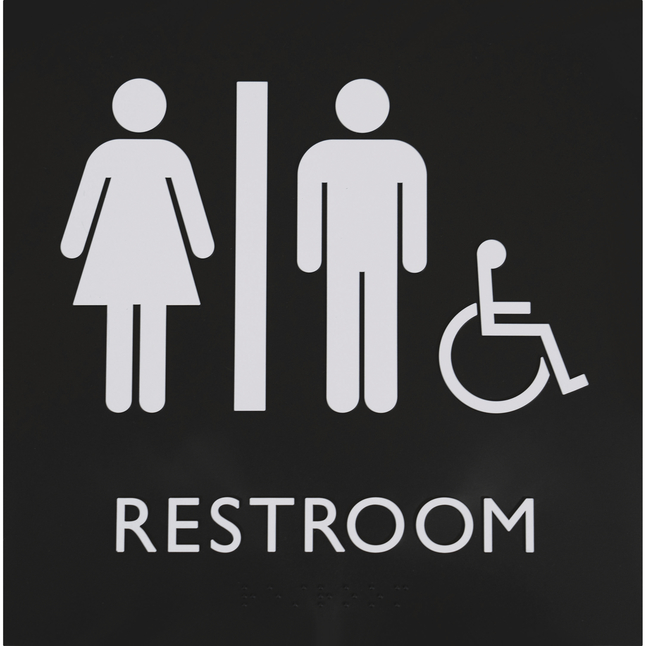 Lorell Restroom Sign, Accessible, 8 x 8 x 3/5 Inches, Item Number 2025971