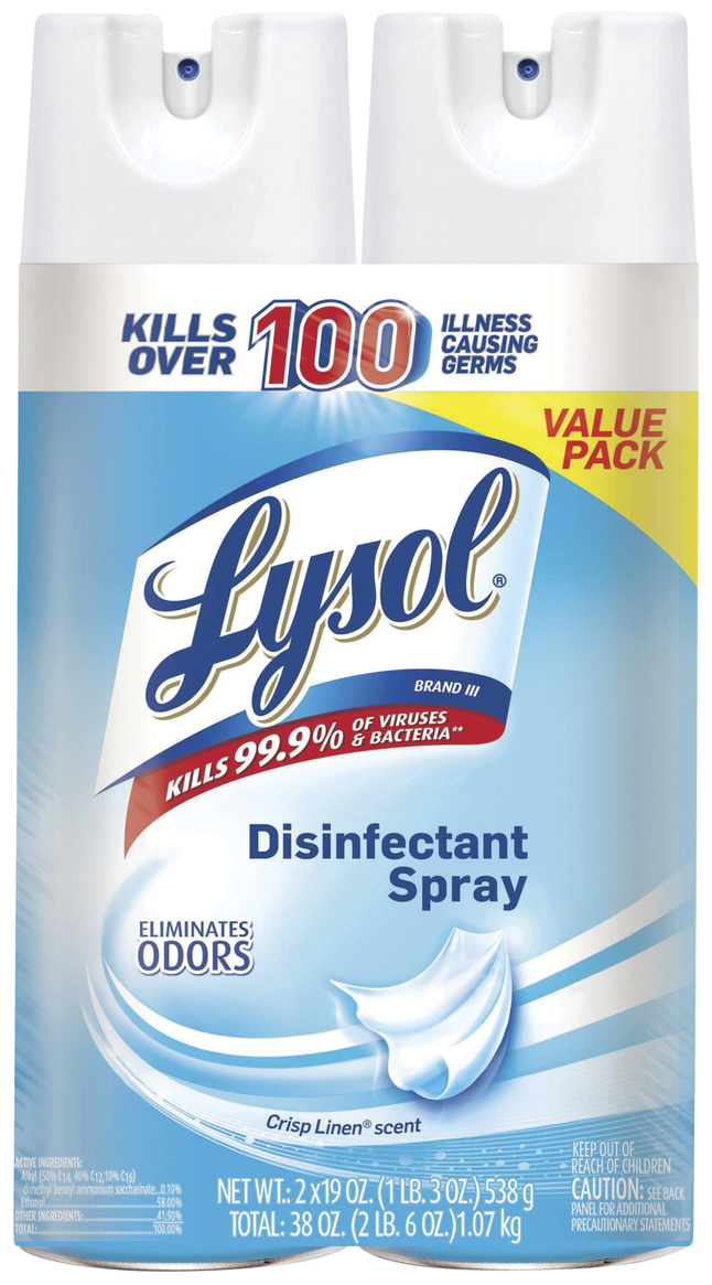 Image for Lysol Disinfectant Spray, 19 Ounces, Crisp Linen Scent, 2 Count from School Specialty