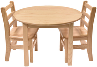 Childcraft Hardwood Table and Chair Set, 30 Round x 20 Inches, Two 12-Inch Chairs, Item Number 2027797
