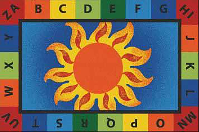 Carpets for Kids Alphabet Sunny Day Value Carpet, 4 Feet x 6 Feet, Rectangle, Item Number 2028022