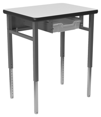 Classroom Select Advocate Four Leg Single Student Desk w/Tote Rails, 20x26 Inch Markerboard Top w/LockEdge, Item Number 5004832