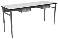 Classroom Select Advocate Four Leg Two Student Desk, Tote Rails, 72 x 24 Inch Markerboard Top, LockEdge, Item Number 5004838