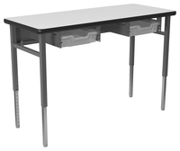 Classroom Select Advocate Four Leg Two Student Desk, Tote Rails, 48 x 20 Inch Markerboard Top, LockEdge, Item Number 5004836