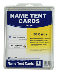 C-Line Scored Name Tent Cardstock for Laser/Inkjet Printers, Pack Of 50, Item Number 2028356