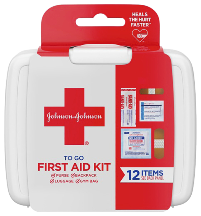Image for Johnson & Johnson Essential Mini First Aid Kit, 4-1/4 x 4 x 1 Inches, White, Pack of 12 from School Specialty