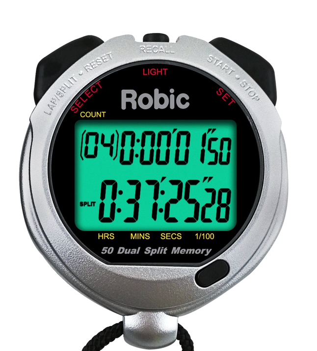 Robic Silver 60 Stopwatch, Silver, Item Number 2039220