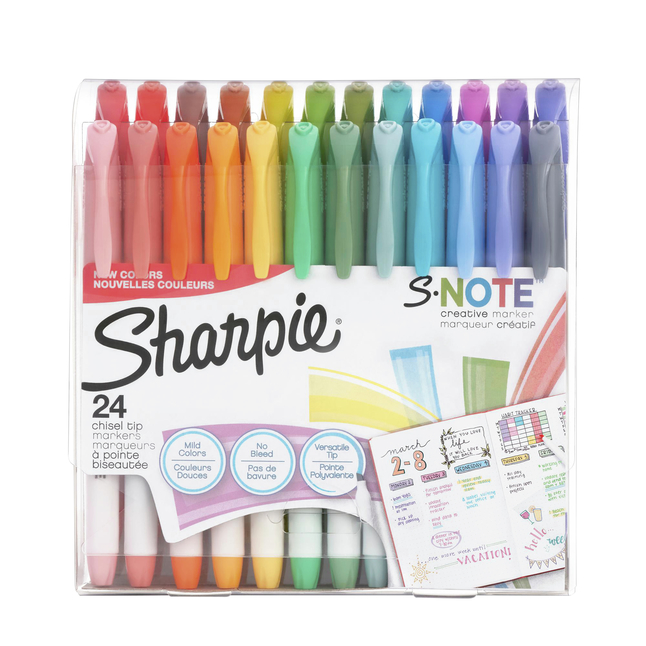 Sharpie S Note Creative Markers Chisel Tip Assorted Colors 24 Pack