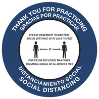 Social Distancing Floor Sticker, Stand Here, 10 Inch Diameter Circle, English and Spanish, Pack of 5, Item Number 2040138