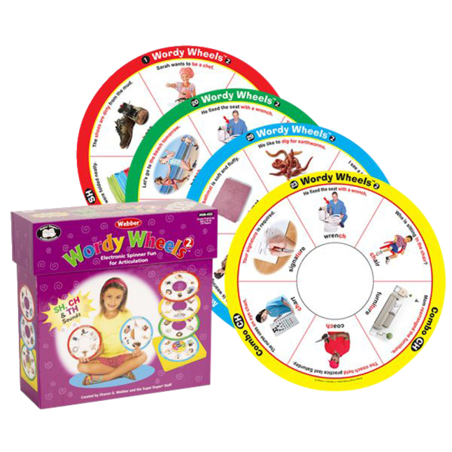 Super Duper Wordy Wheels Electronic Spinner Game, Articulation, Set 2 for SH, CH, and TH, Item Number 2040876