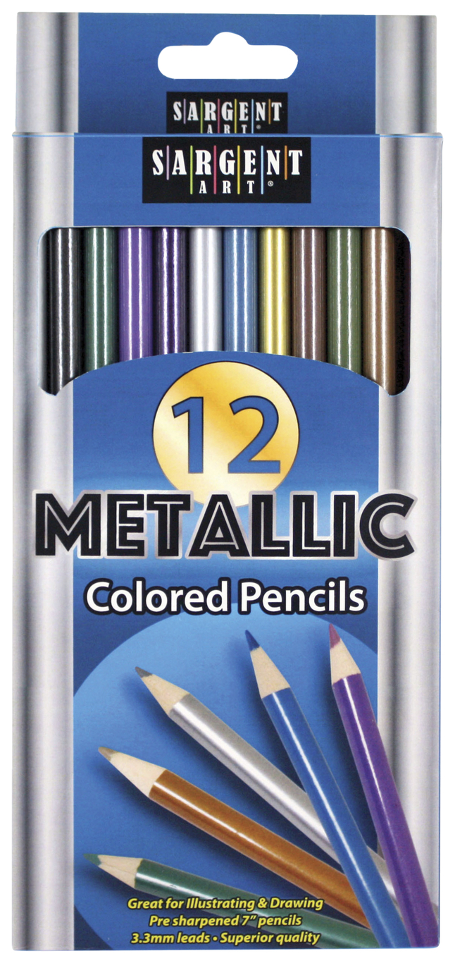 Sargent Art Colored Pencils, Metallic Colors, Set of 12, Item 2044681