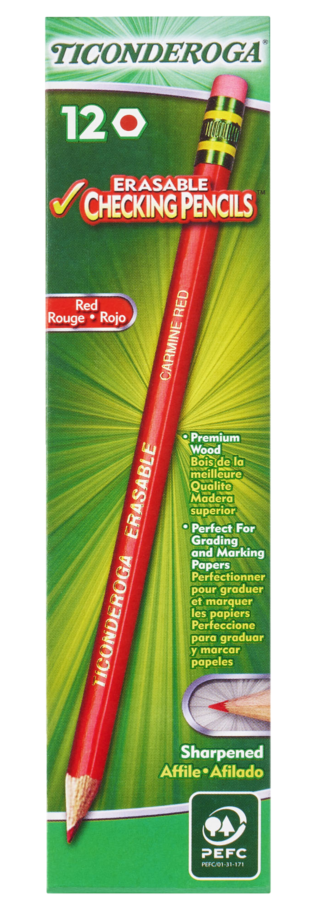 Ticonderoga Erasable Red Checking Pencils 12-Count 