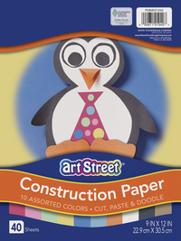 Art Street Construction Paper, 9 x 12 Inches, Assorted Colors, Item Number 2047924