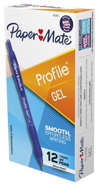 Image for Paper Mate Profile Retractable Gel Pen, 1.0 mm, Blue Ink, Pack of 12 from School Specialty